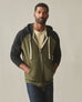 Men's Raglan Colorblock Midweight Full Zip - Deep Olive Black